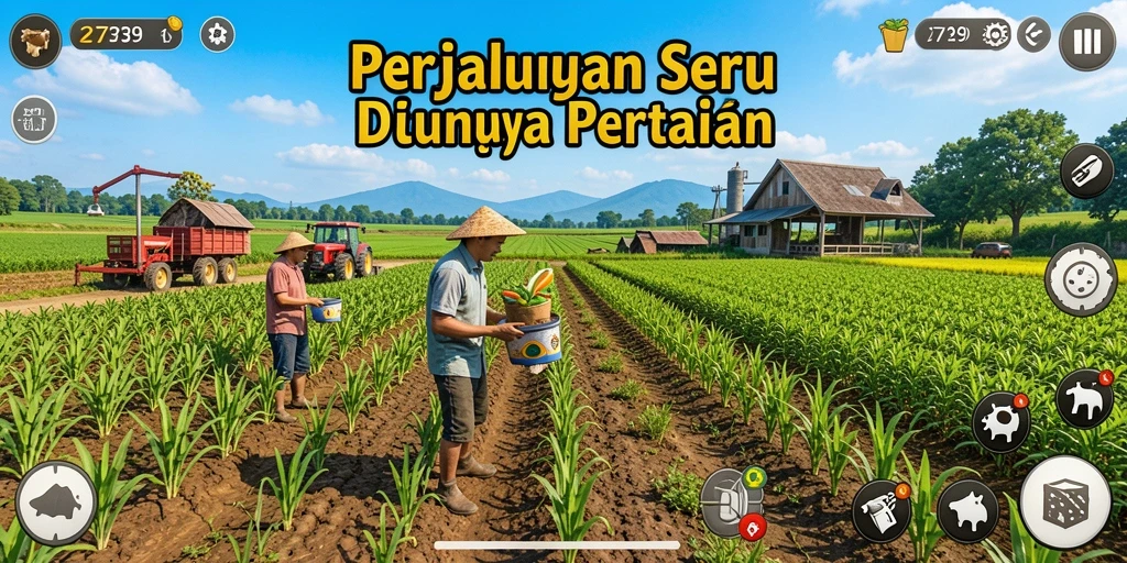 Screenshot gameplay 2739 menunjukkan aktivitas bertani yang seru dan interaktif.