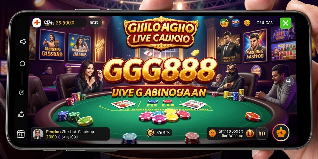 Screenshot GGG888 menunjukkan gameplay Live Casino yang menegangkan dan menyenangkan.