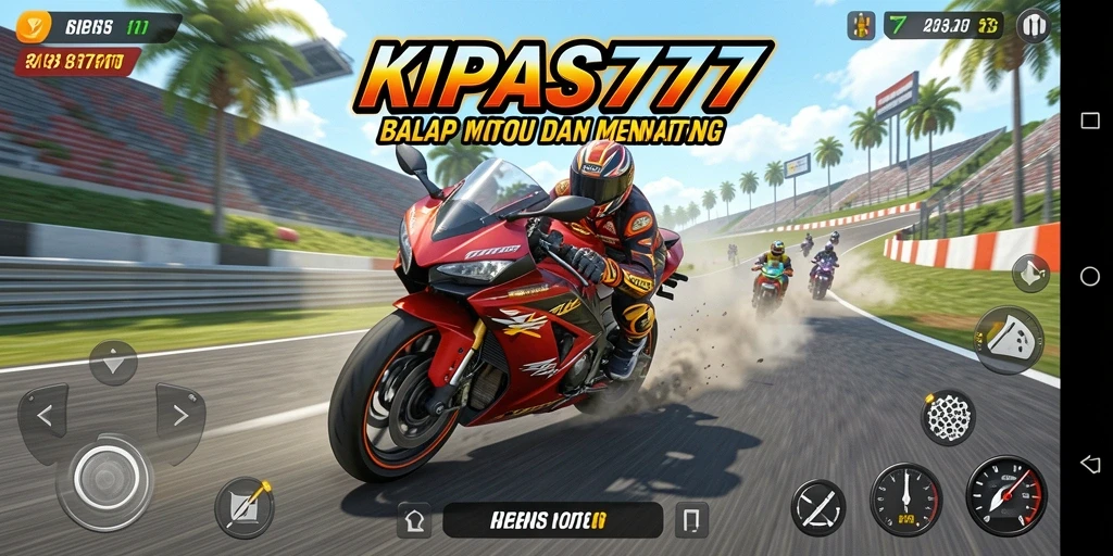 Gameplay KIPAS777: Balapan motor yang seru dan menegangkan.