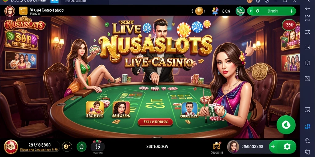 Gameplay NUSASLOTS dengan dealer Live Casino yang interaktif dan menarik.