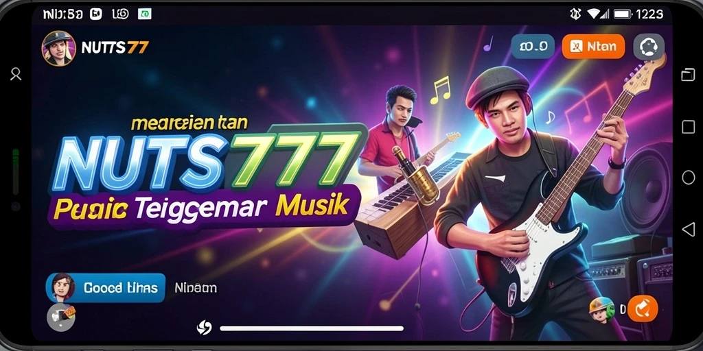 Screenshot gameplay NUTS777 menunjukkan keseruan bermain musik.