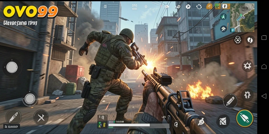 Screenshot menampilkan aksi seru dalam gameplay OVO99.