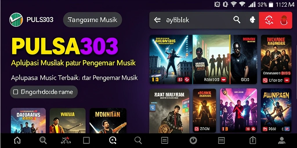 Tampilan screenshot PULSA303 menunjukkan antarmuka aplikasi musik yang menarik.