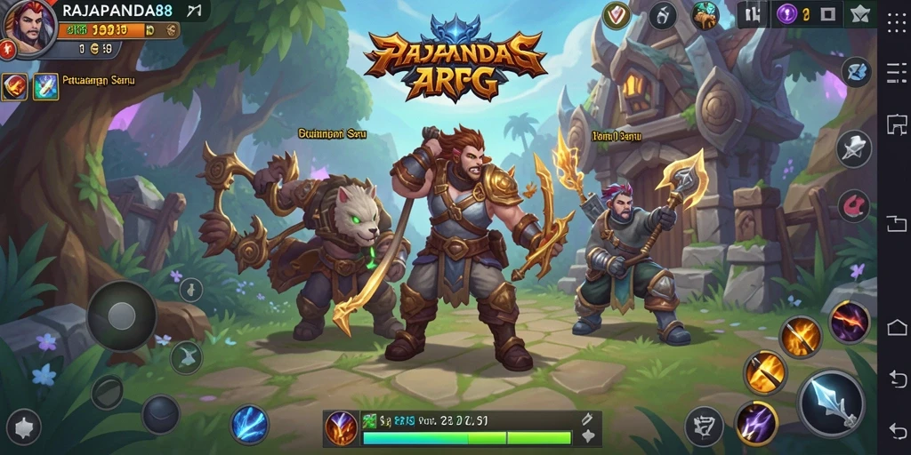 Tampilan aksi seru dalam gameplay ARPG RAJAPANDA88.
