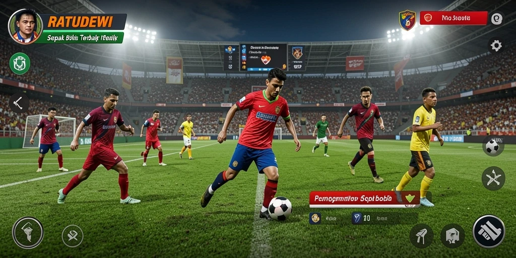 Tampilan gameplay RATUDEWI yang memukau saat bertanding di lapangan.