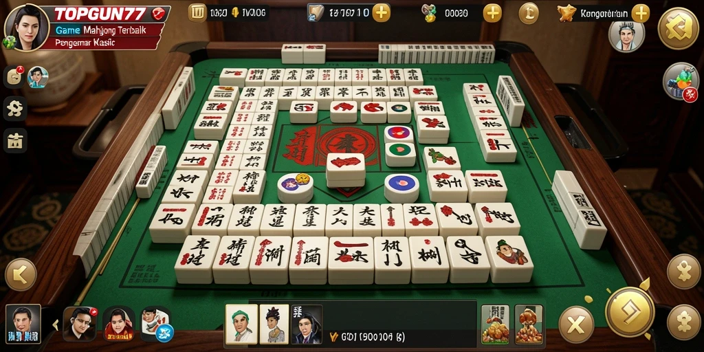 Screenshot dari gameplay menarik game Mahjong TOPGUN77.